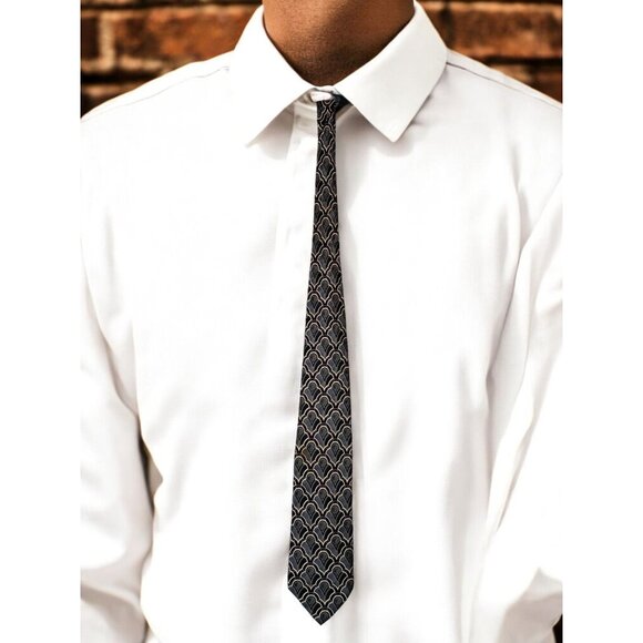 Pavia Handmade in Italy 100% Silk Geometric Pattern Tie—Elegant & Timeless Desig - Picture 1 of 10